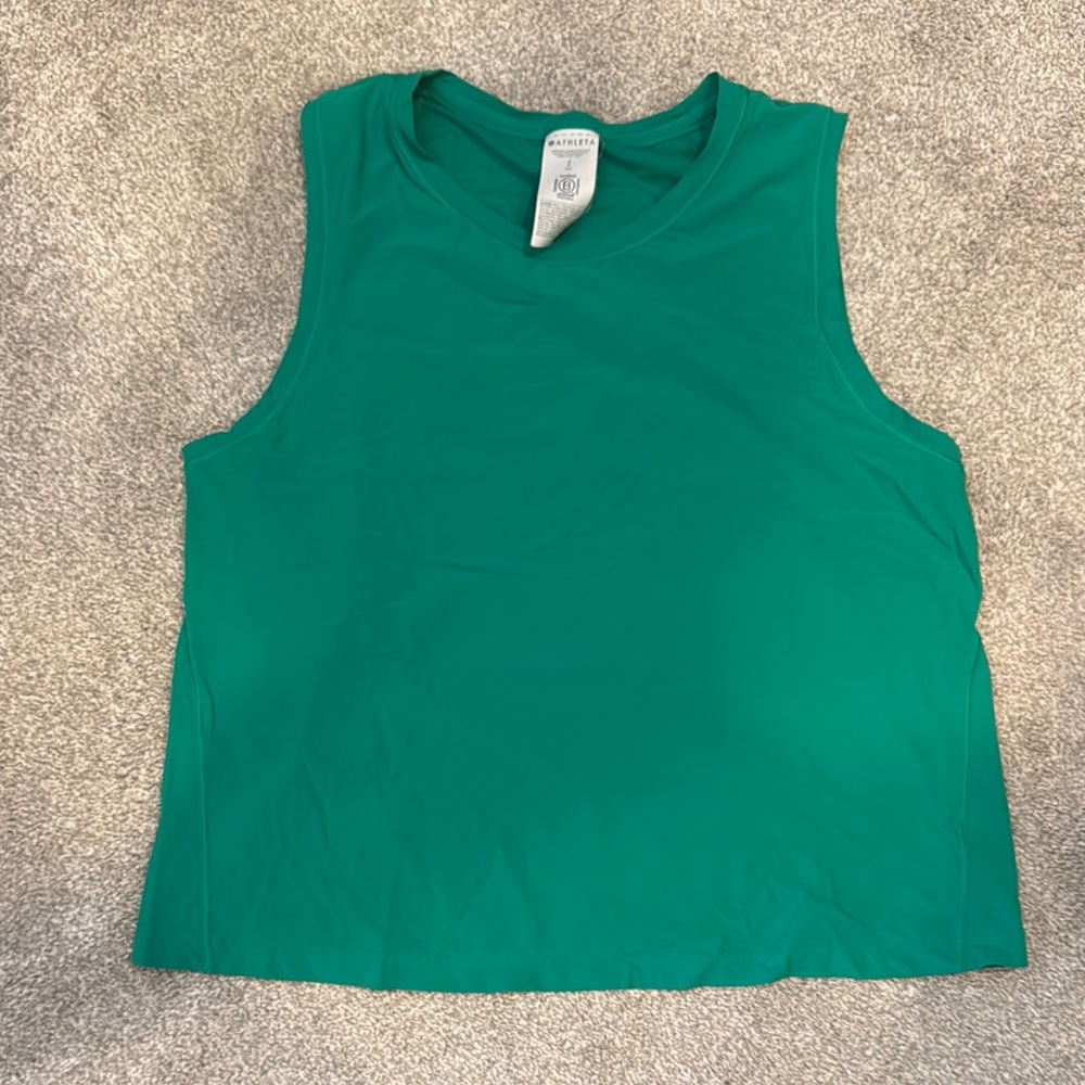 Athleta Green Sleeveless Crop Tank Top